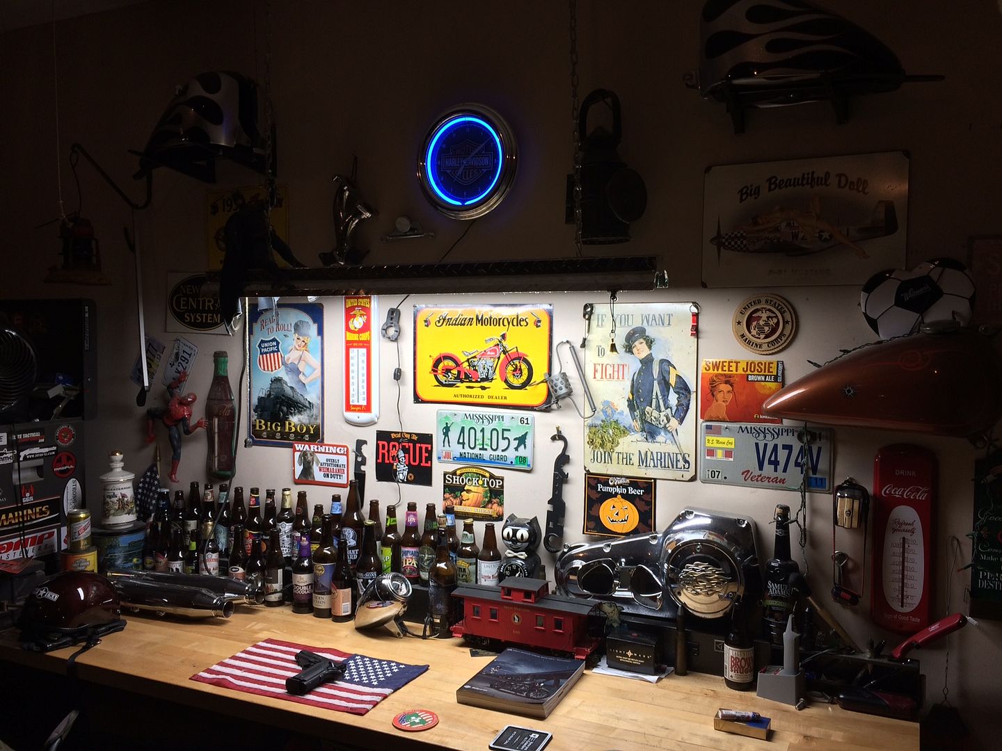 Drinking beer in the garage